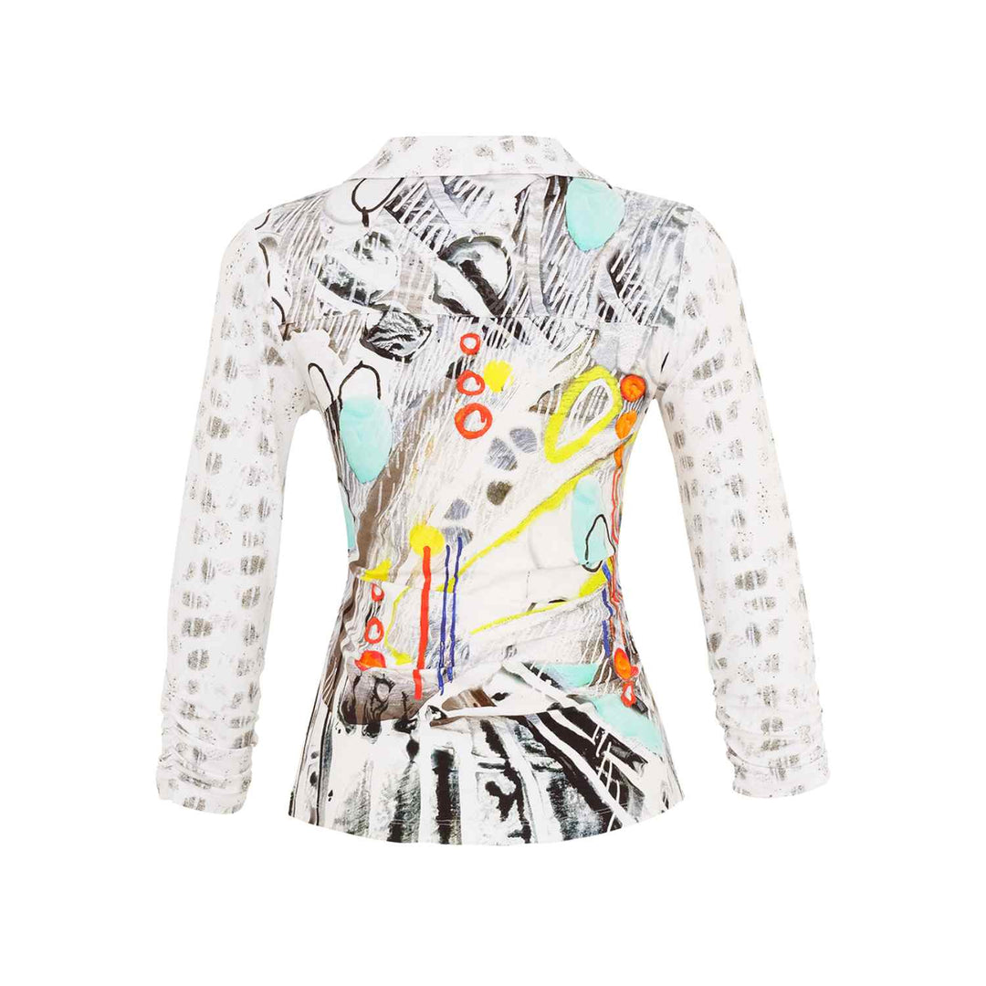 Abstract Print Button-Up Blouse