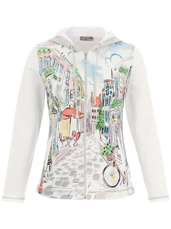 City Print Zip Hooded Jacket