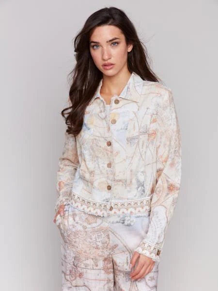 Printed Linen Blend Jacket