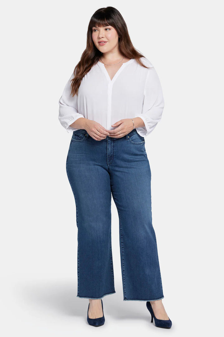 Plus Teresa Wide Leg Ankle Fray Hem