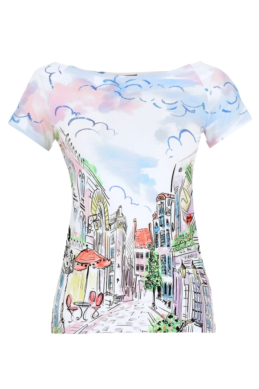 City Print Short Sleeve Top
