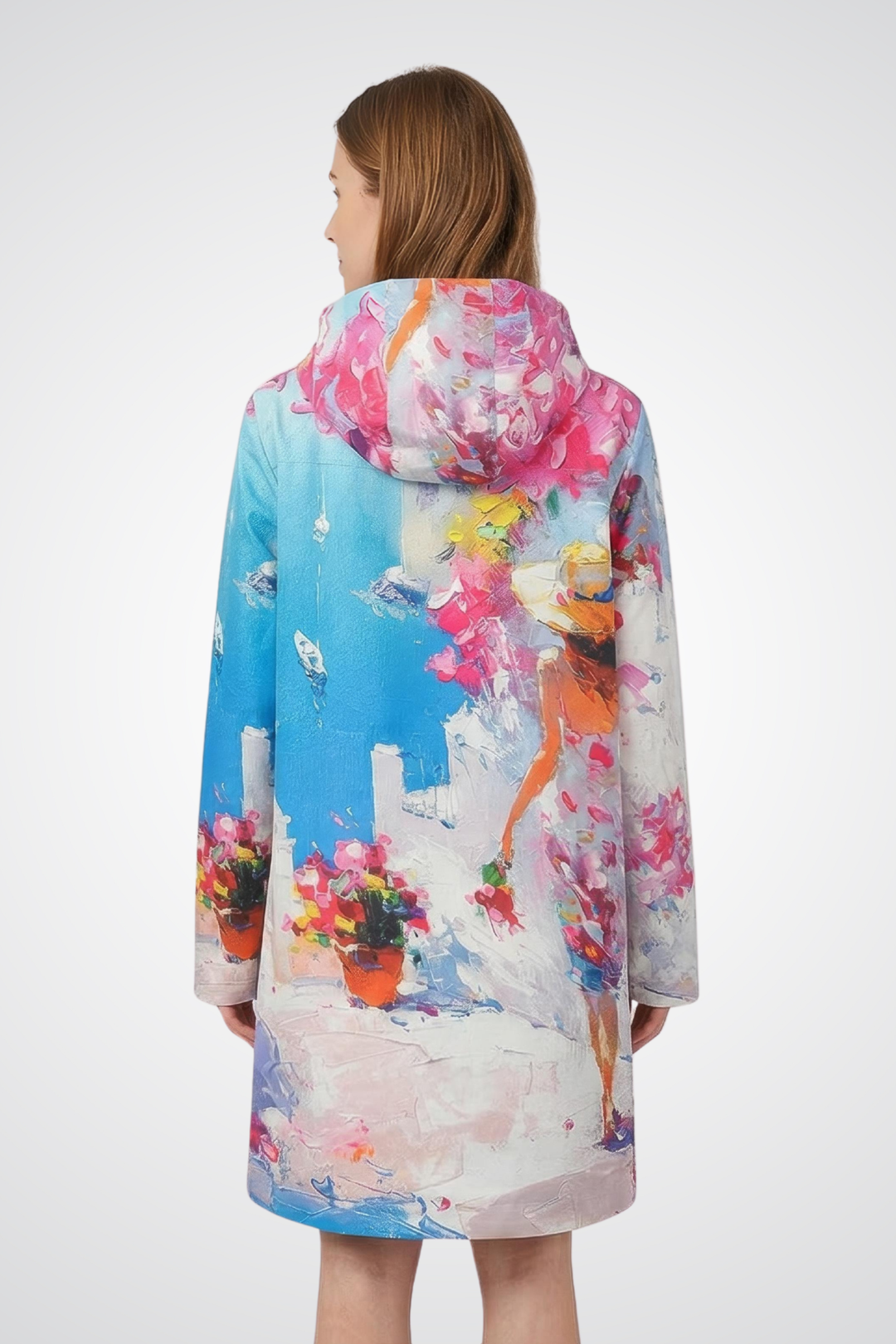 Summer in Santorini Raincoat