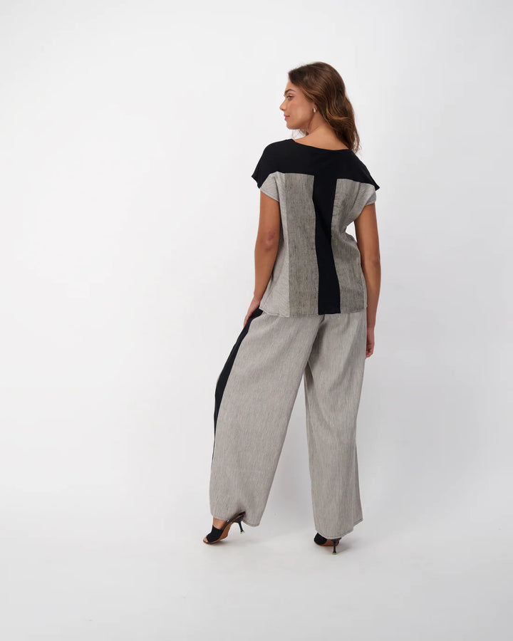 Linen/Cotton Striped Pant