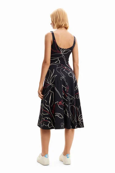 Romantic Tropic Print Dress