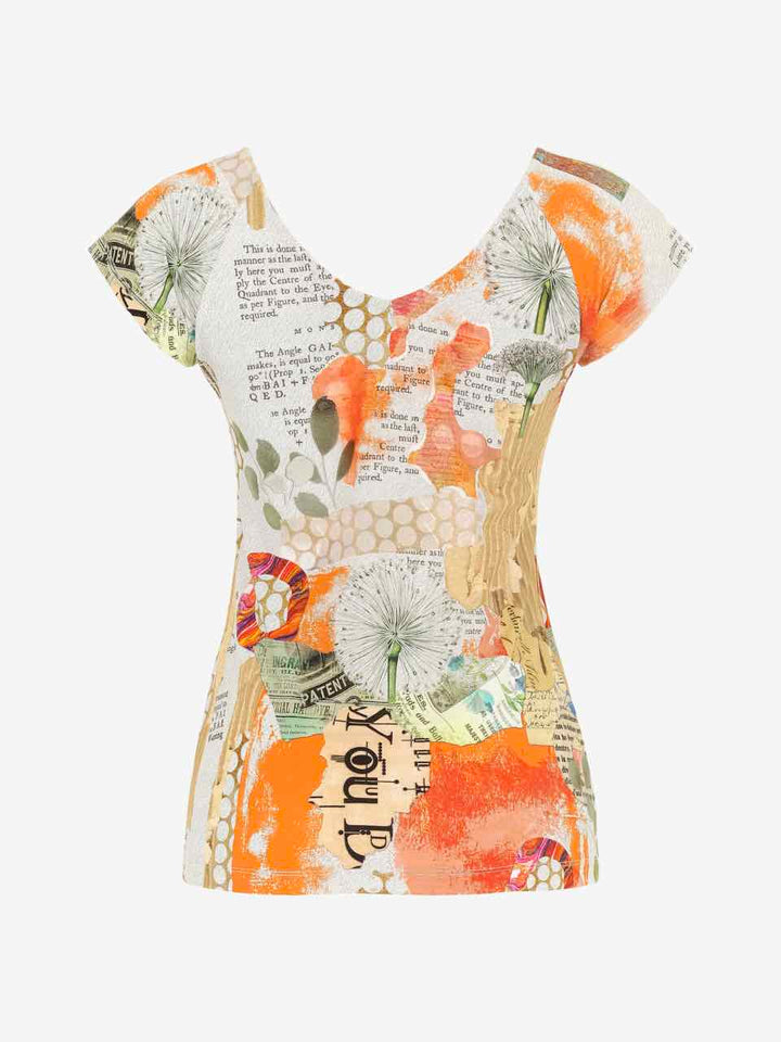 Art Print Off-Shoulder Short Sleeve Top