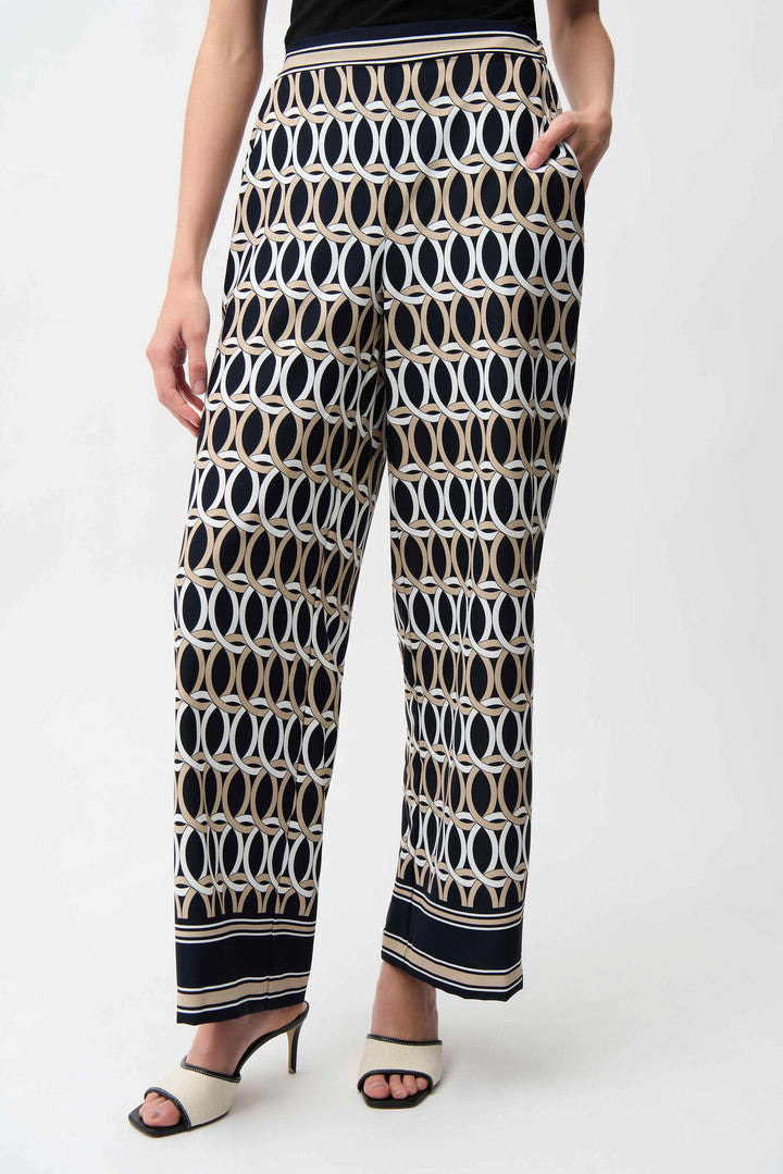 Chain-Print Shirred Pant