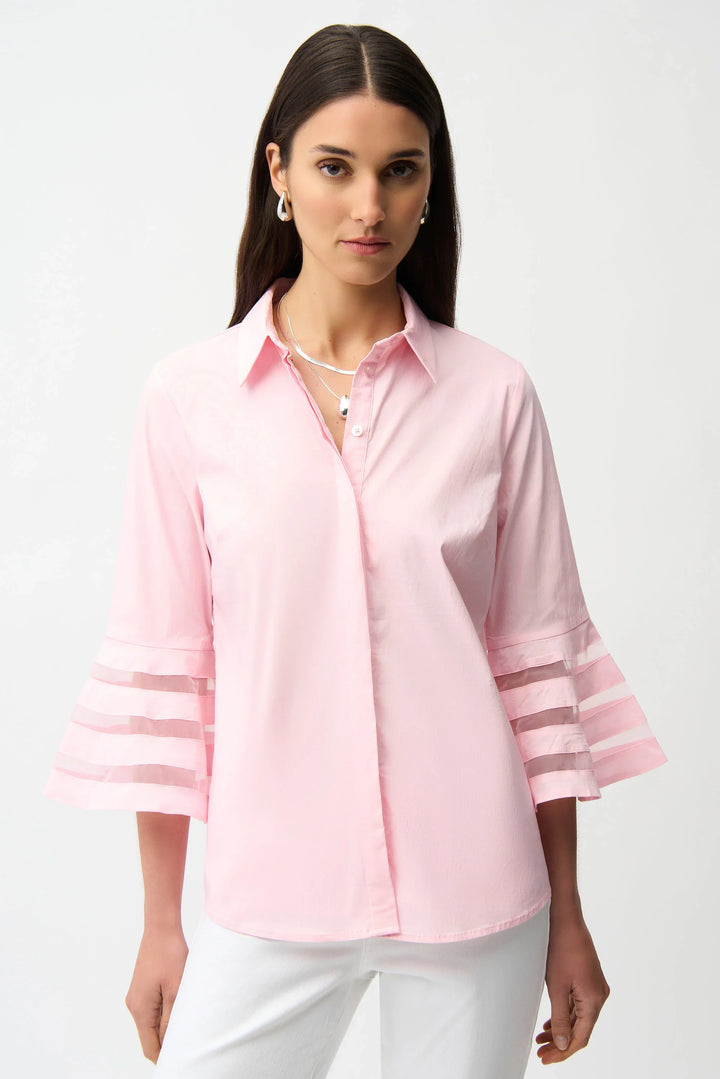 Organza Bell-Sleeve Blouse