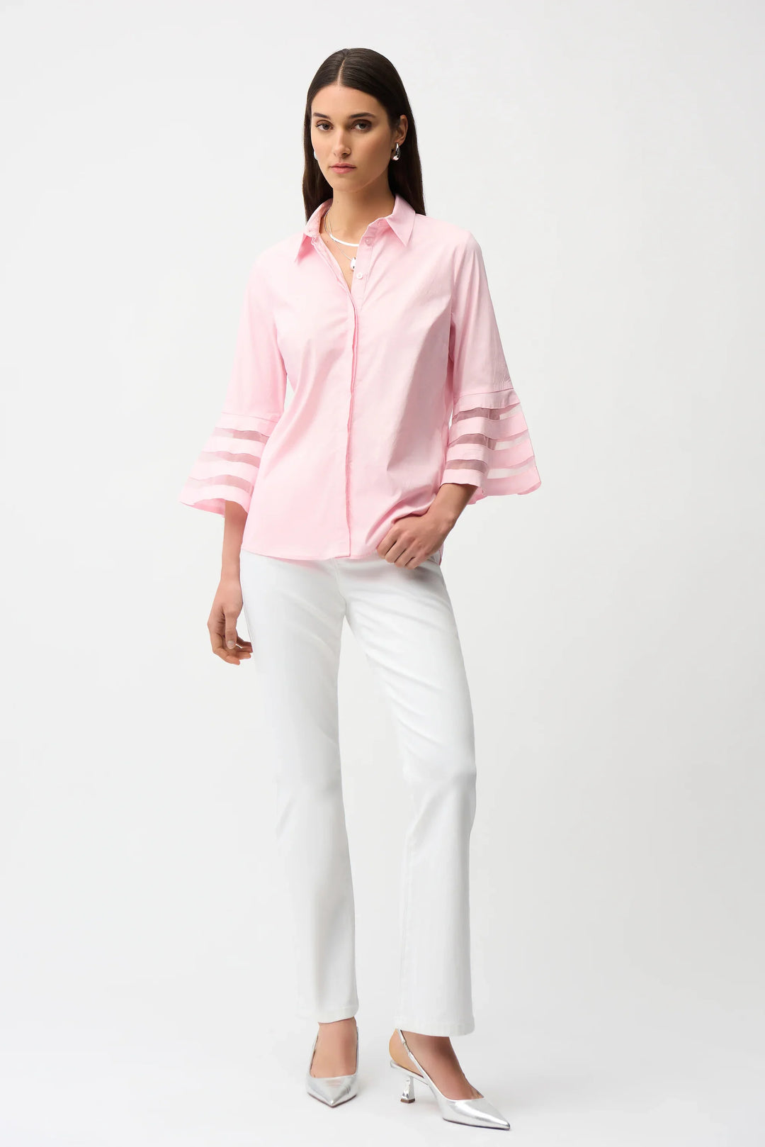Organza Bell-Sleeve Blouse