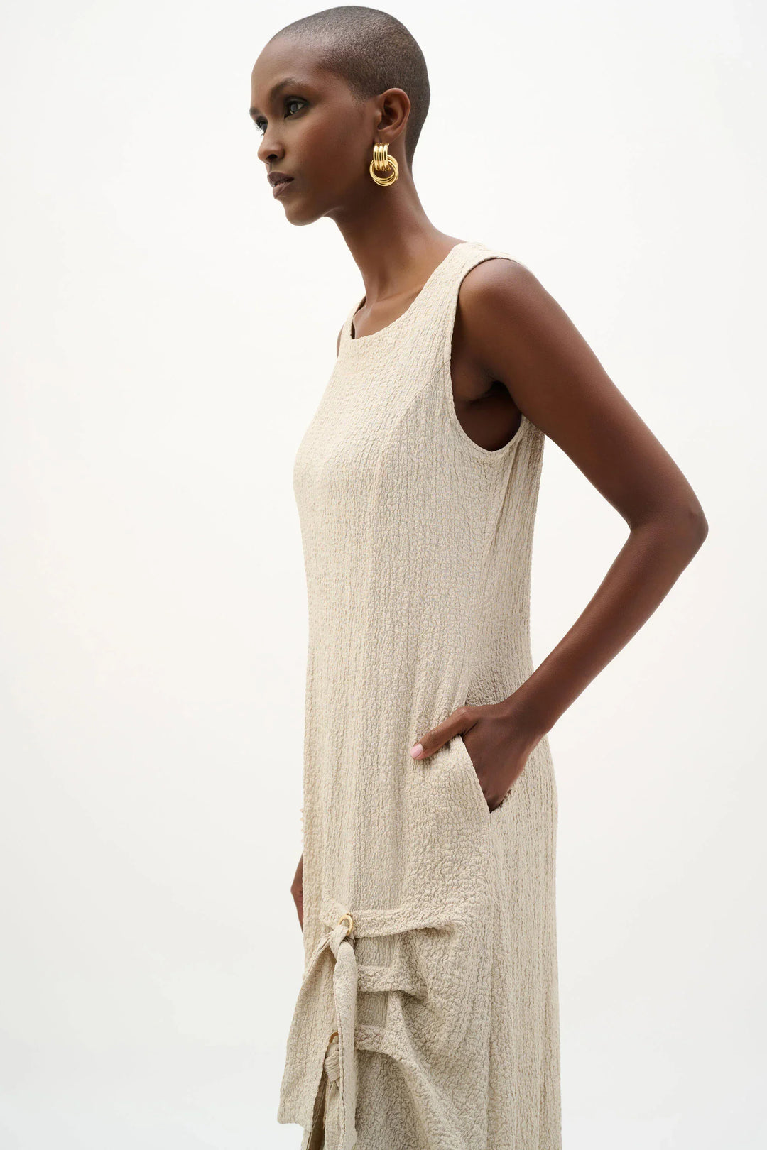 Seersucker Ring-Tie Cocoon Dress