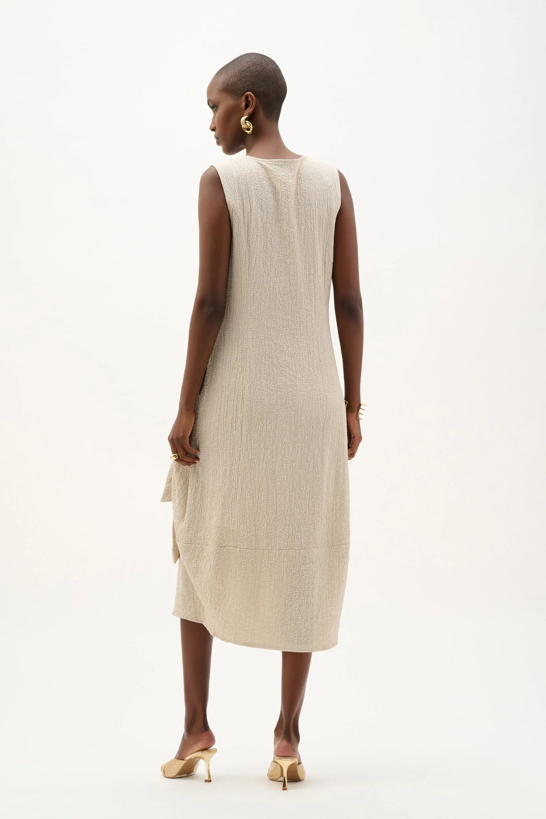 Seersucker Ring-Tie Cocoon Dress
