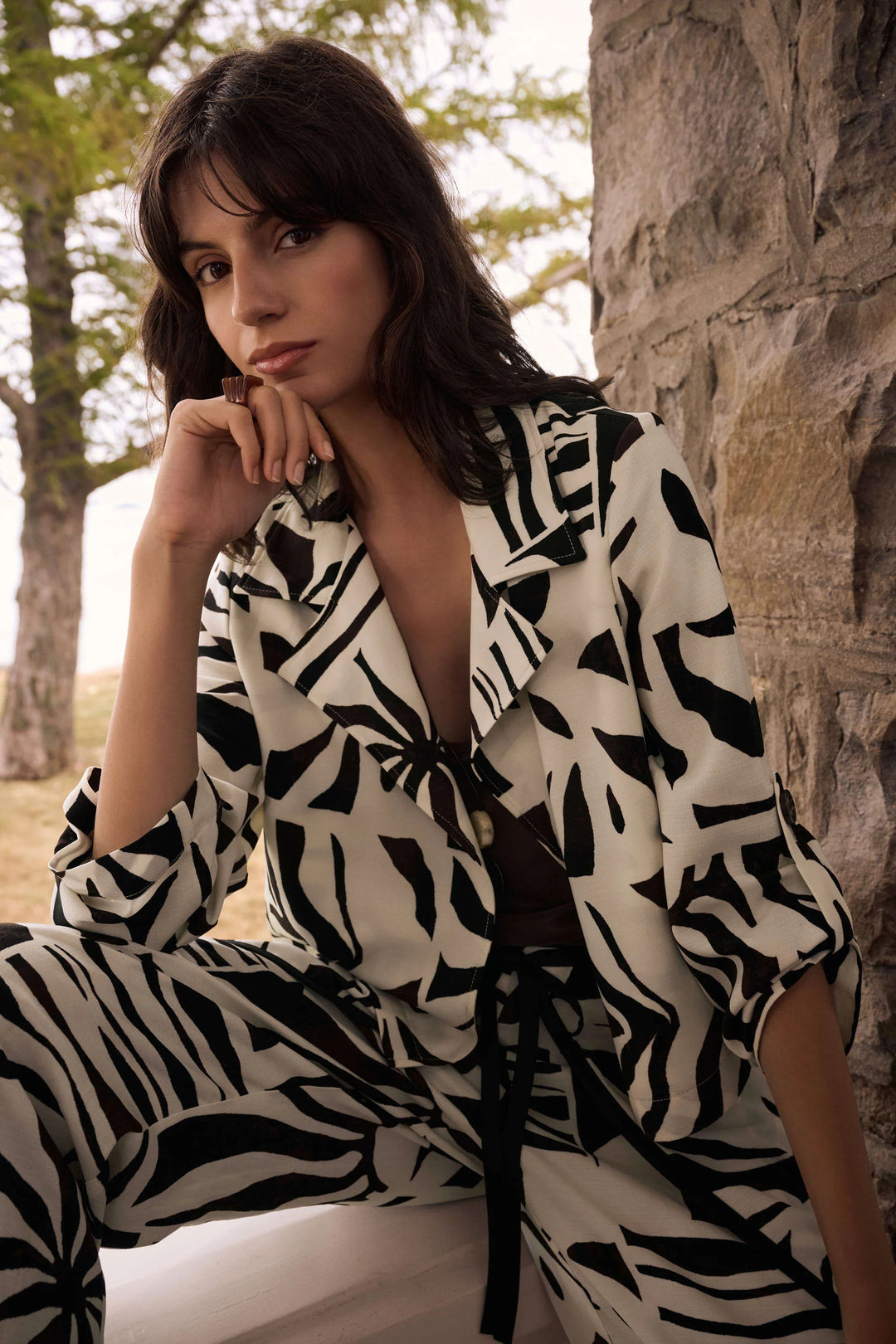 Tropical Gauze Boxy Blazer