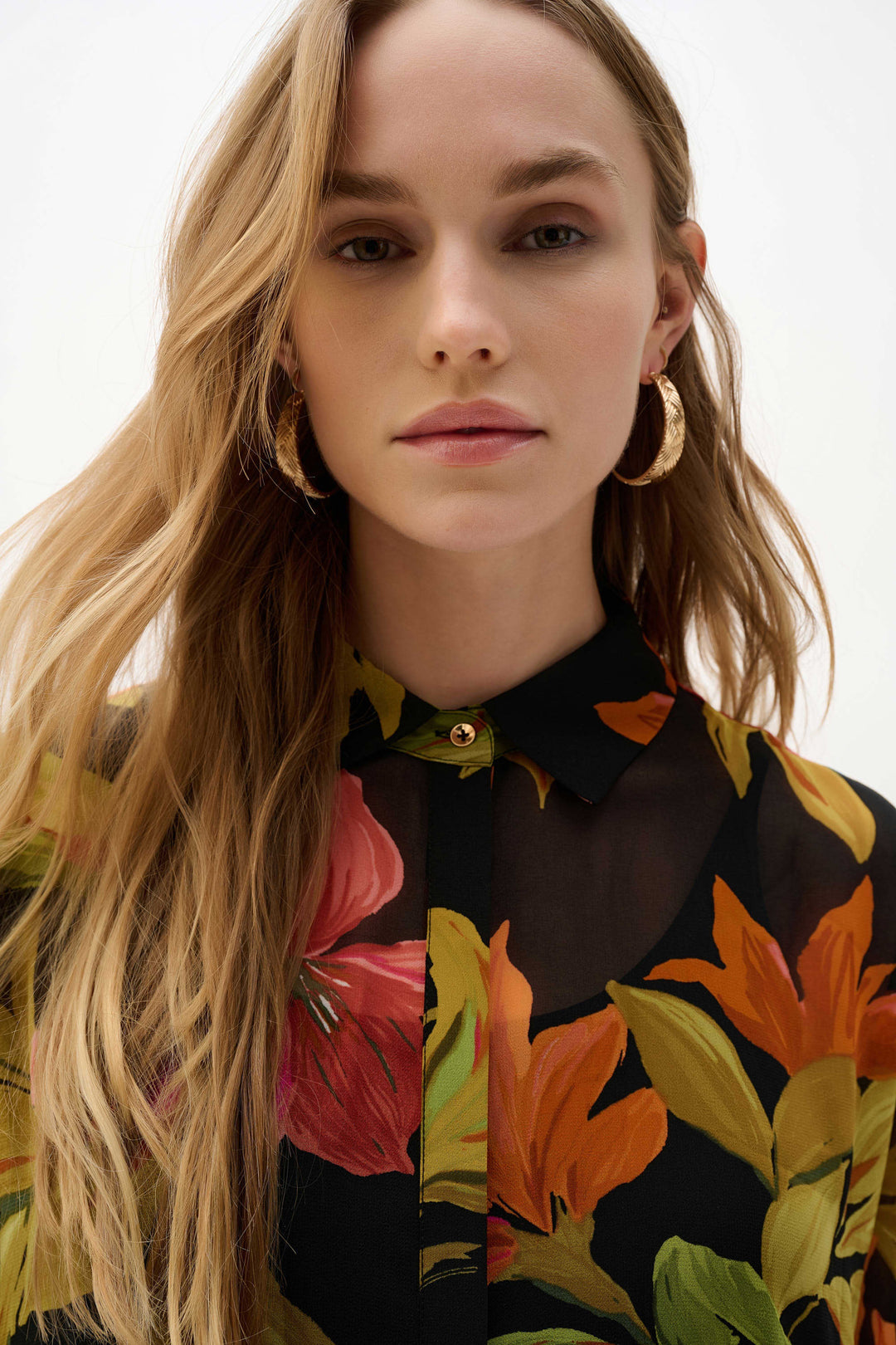 Tropical Chiffon Shirt Blouse