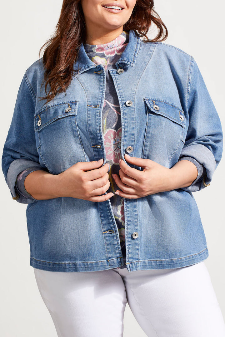 Text Denim Jacket With Pockets