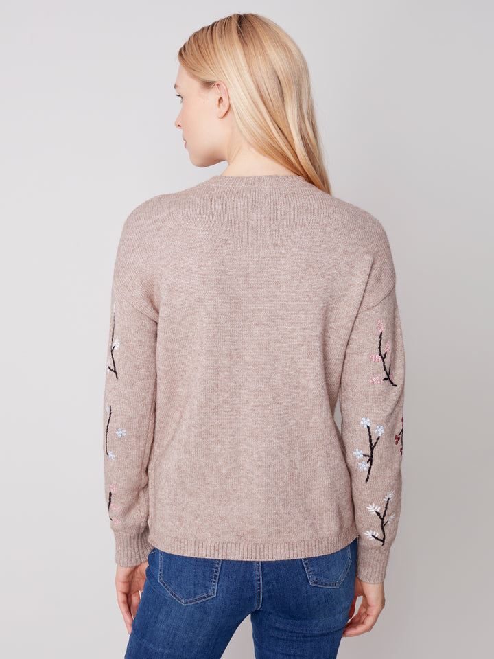 Plush Knit Floral Print Long Sleeve Top
