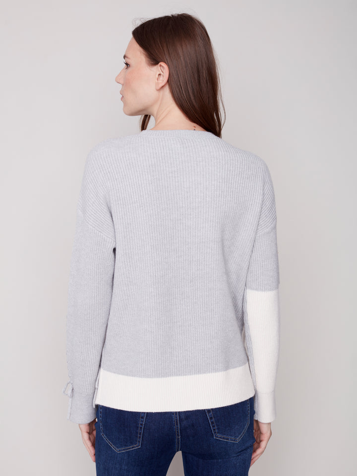 Jacquard Knit Top With Side Tie