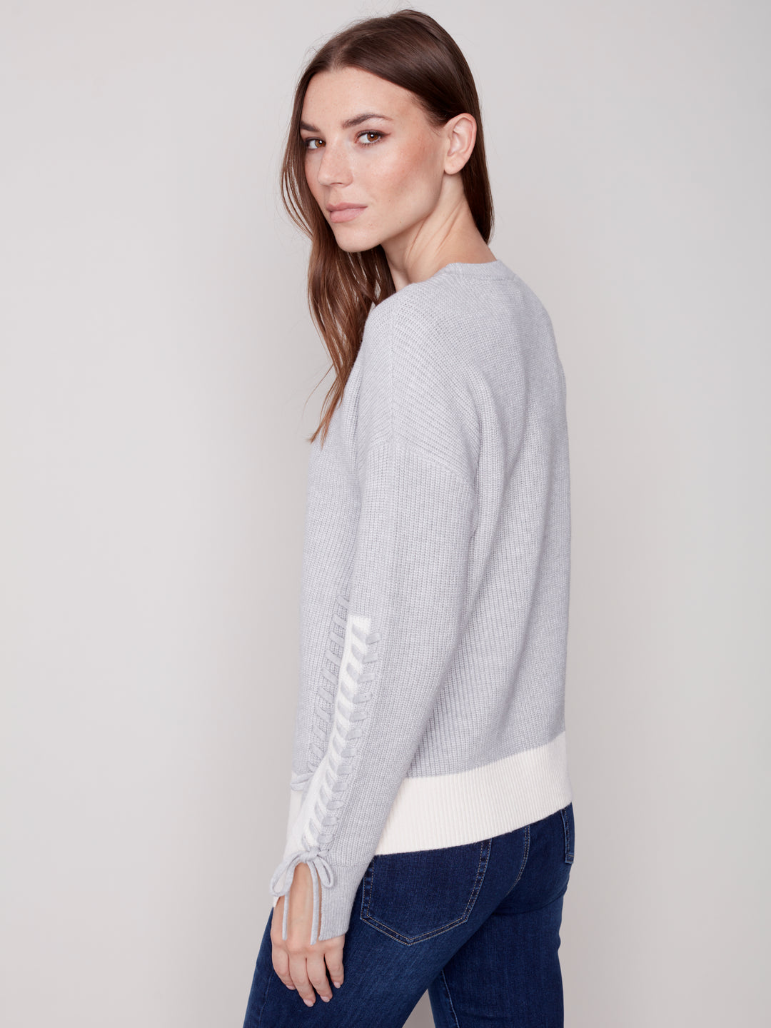 Jacquard Knit Top With Side Tie