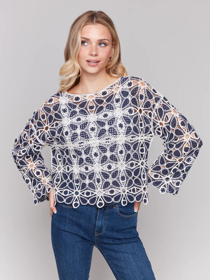 Flower Crochet L/S Top