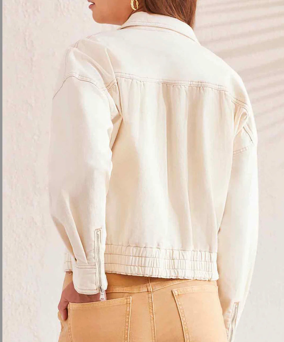 Casual Jacket With Elastic Waist