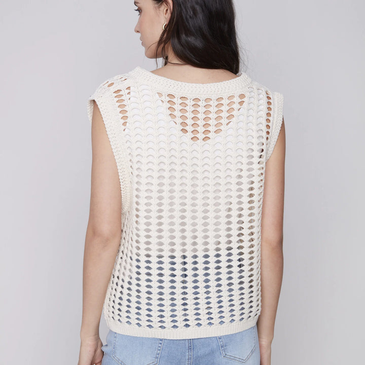 Cotton Knit V-Neck Sleevelss Top