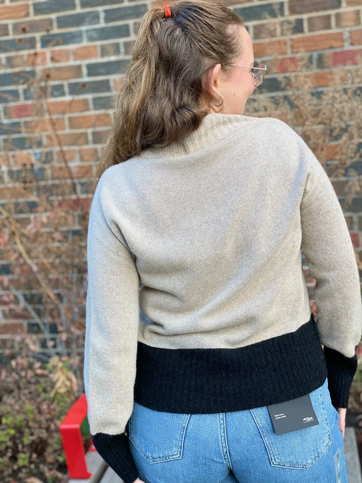 Cute Two-Tone Hem Sweater