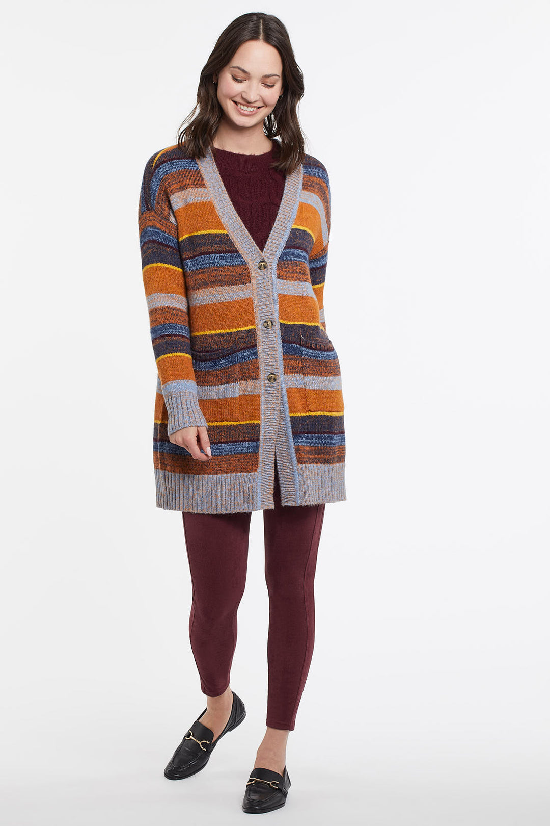 Soft Yarn Long Striped Cardi