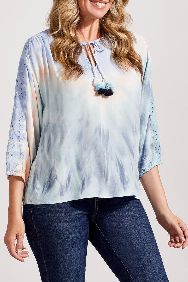 3/4 Sleeve Blouse With Embroid Sleeve Detail