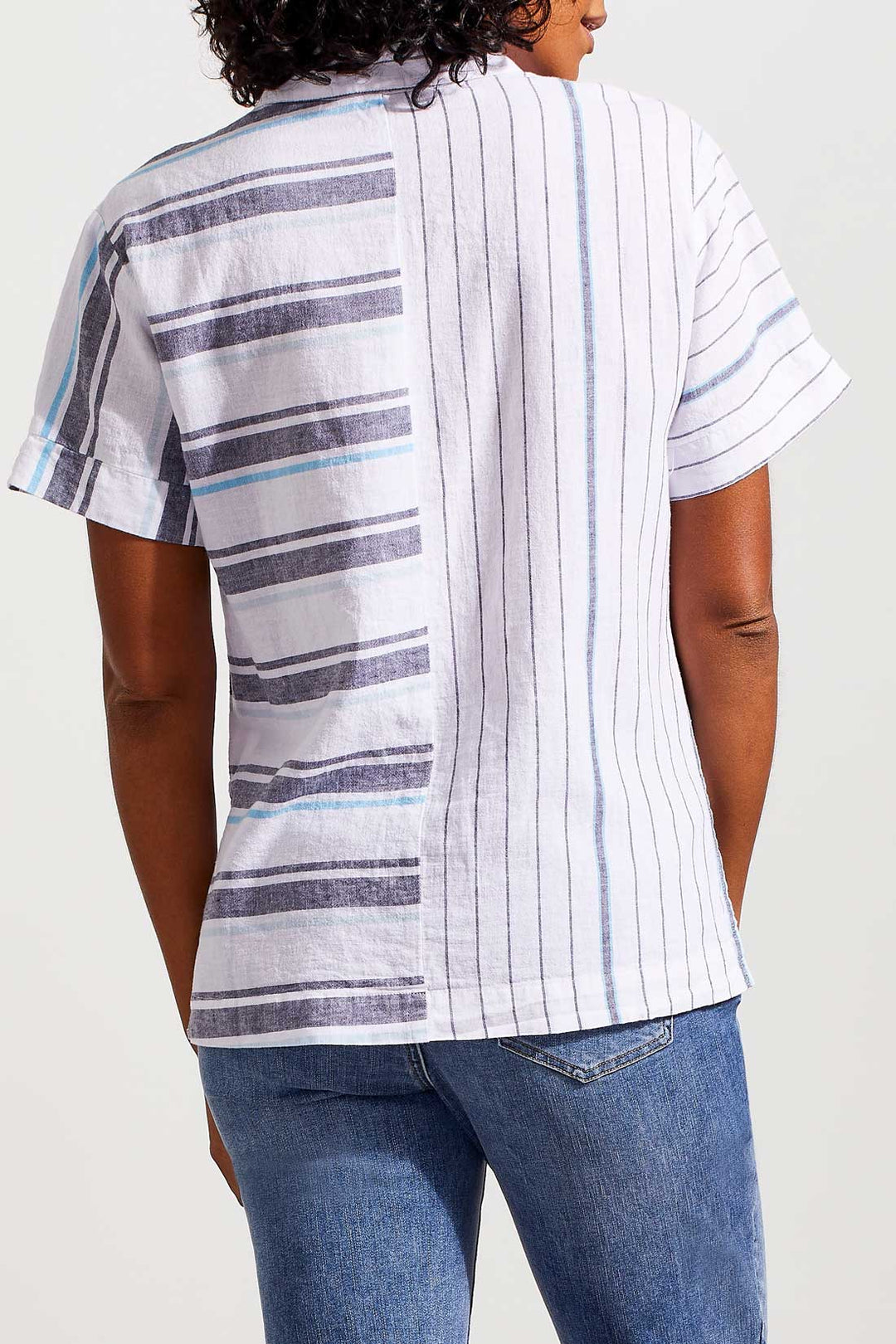 Short Sleeve ButtonUp Multi Stripe Shirt