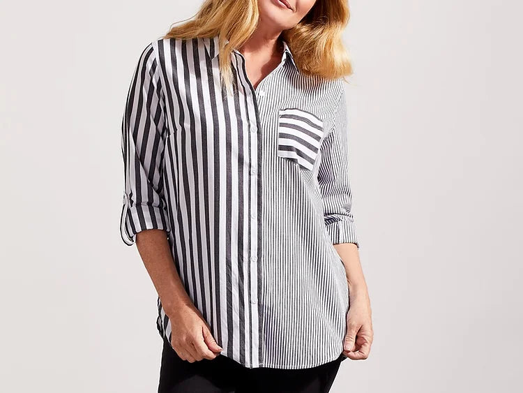 Striped Shirt With Roll-Up Sleeves