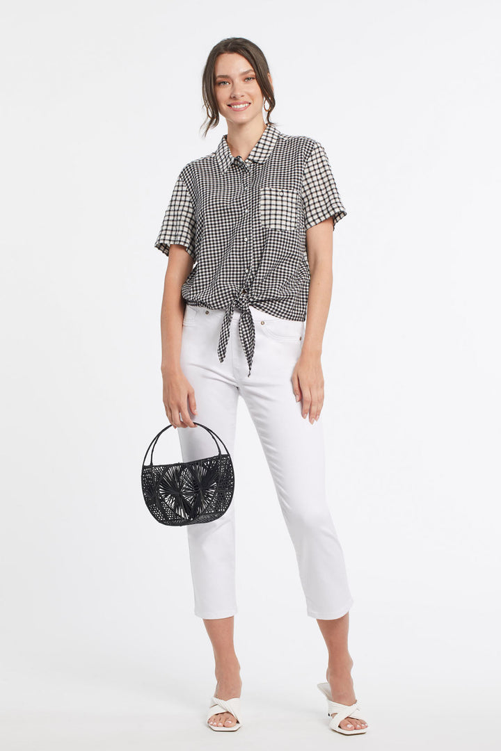 Gingham Blouse With Tie Hem