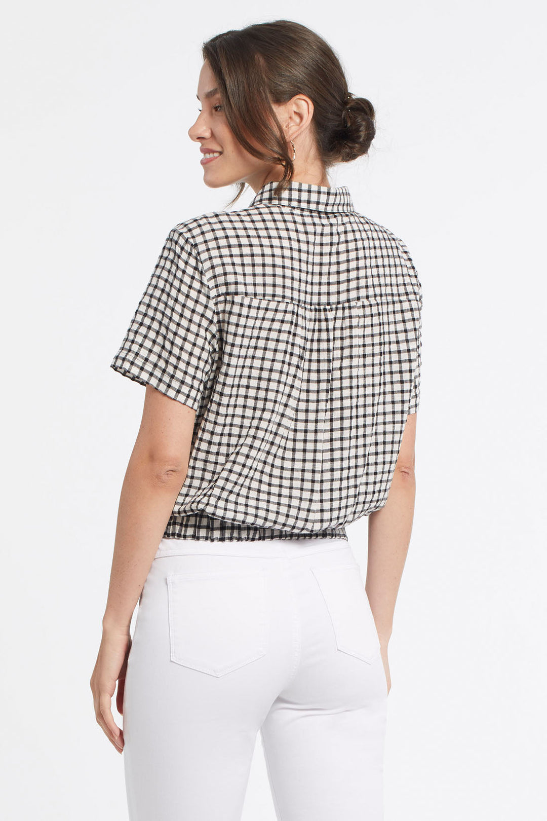 Gingham Blouse With Tie Hem