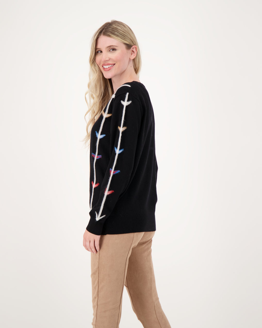 Rounded Hearts Sweater With Sleeve Detail