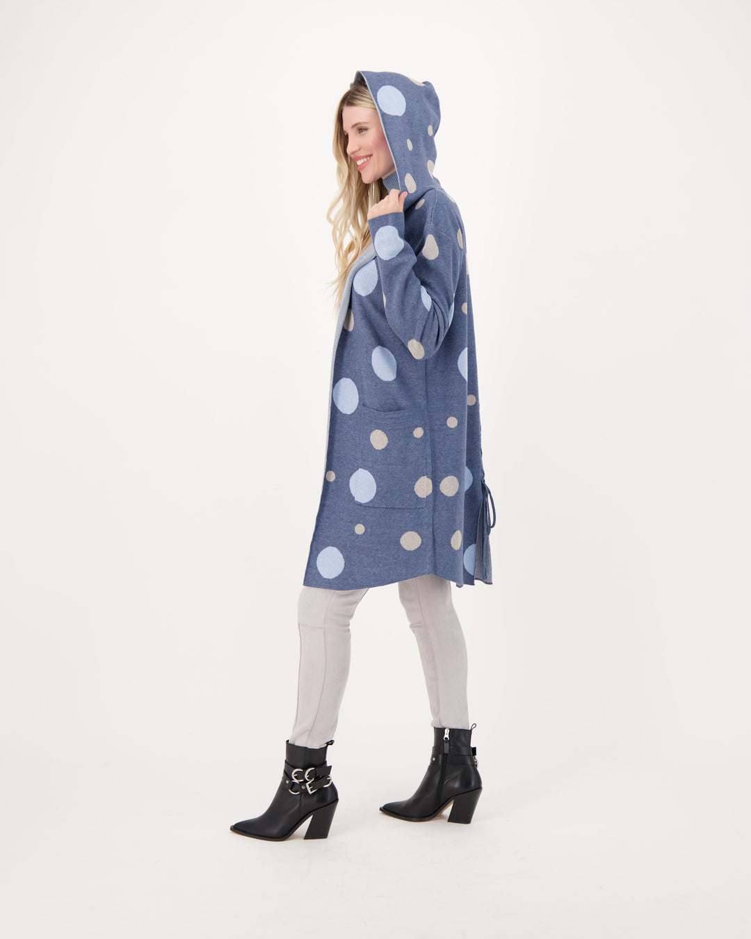 Dotted Hoodie With Lace-Up Back Design