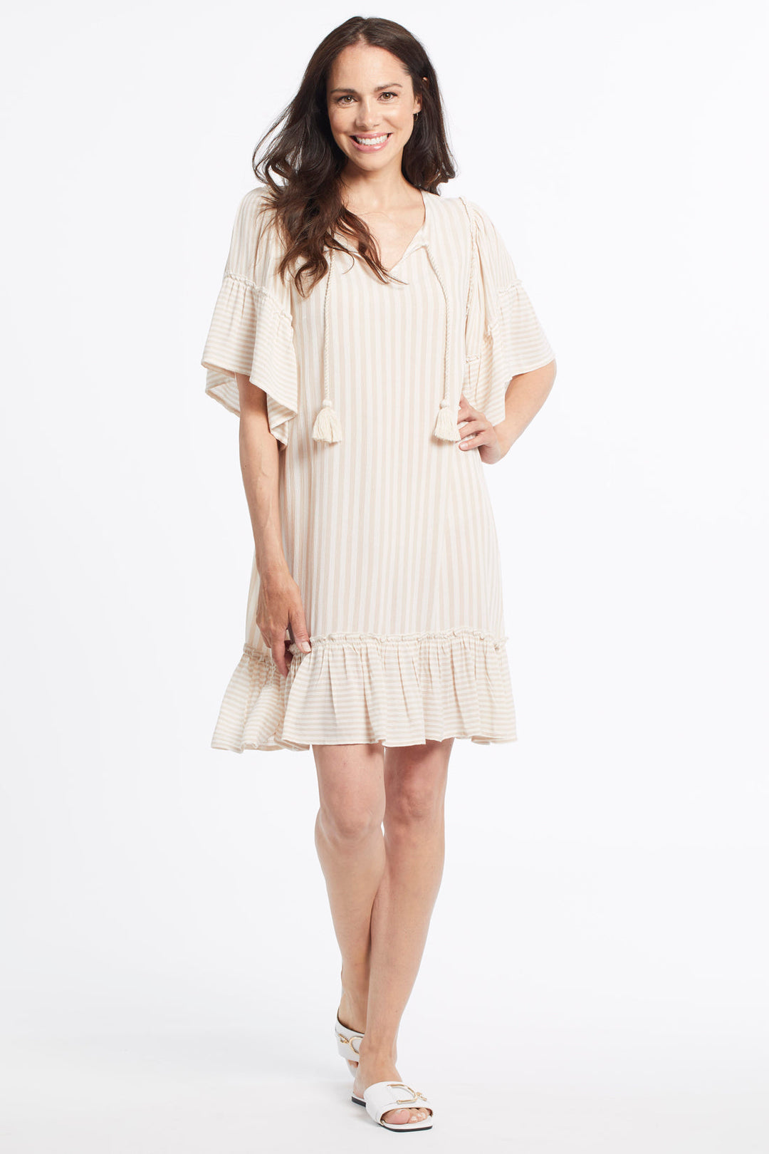 Short Sleeve Dress With Ruffle Detail