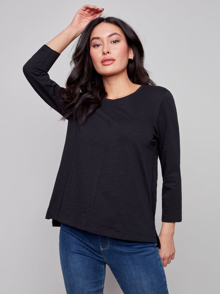 Long Sleeve Crew Neck With Contrast Trim