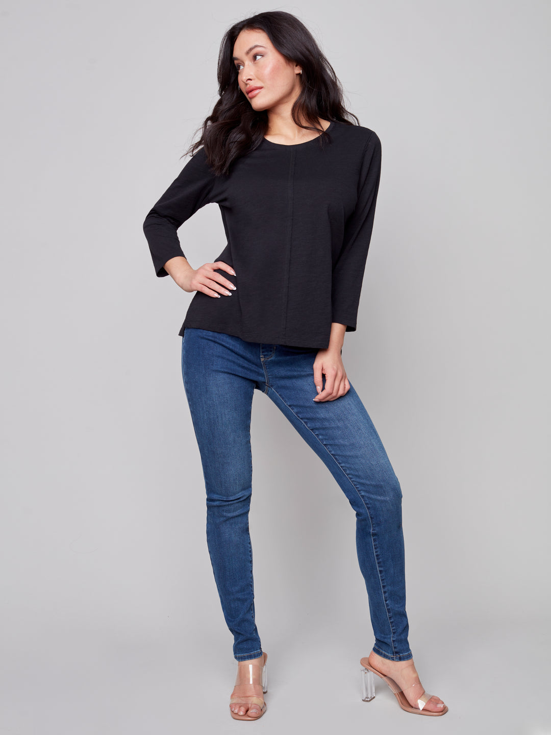 Long Sleeve Crew Neck With Contrast Trim