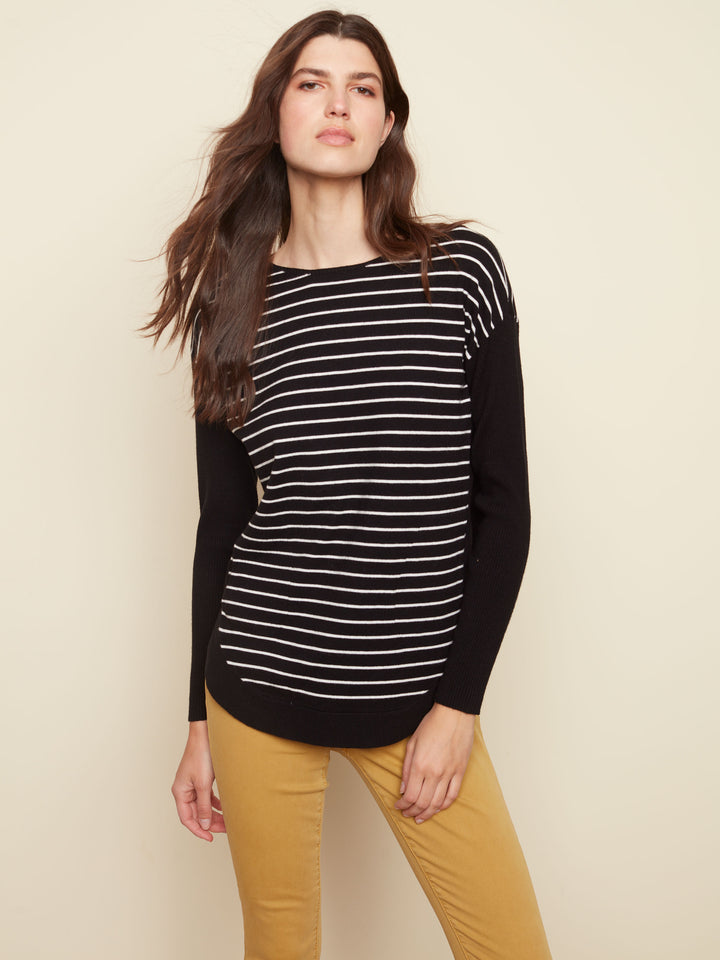 Stripe Rounded Bottom Sweater