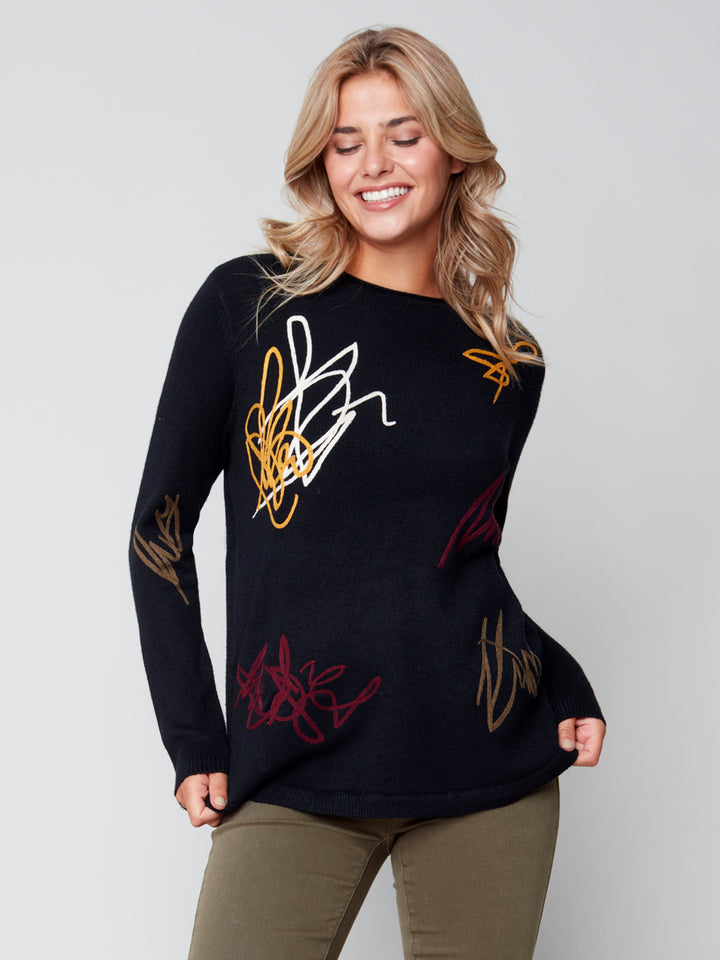 Scribble Design Soft  Sweater