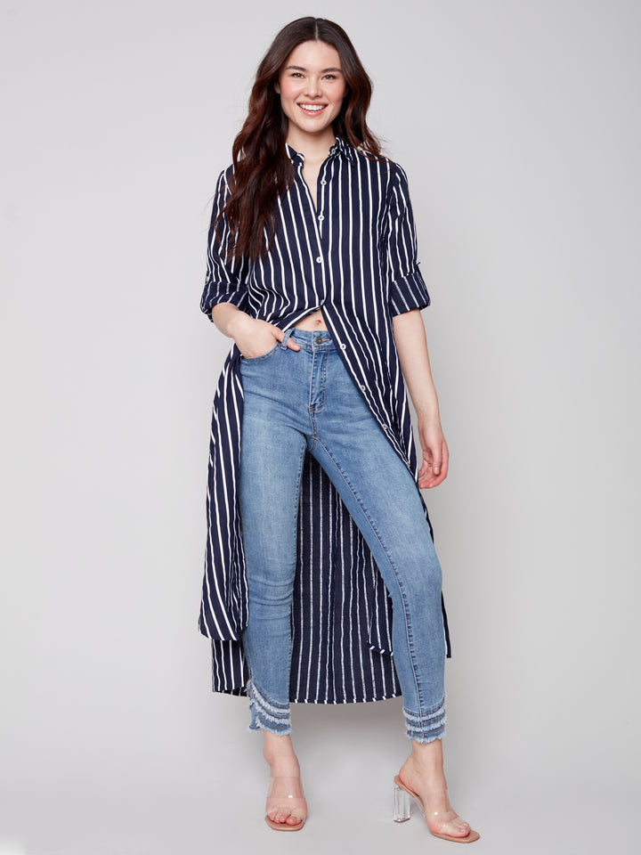Striped Linen Maxi Shirtdress