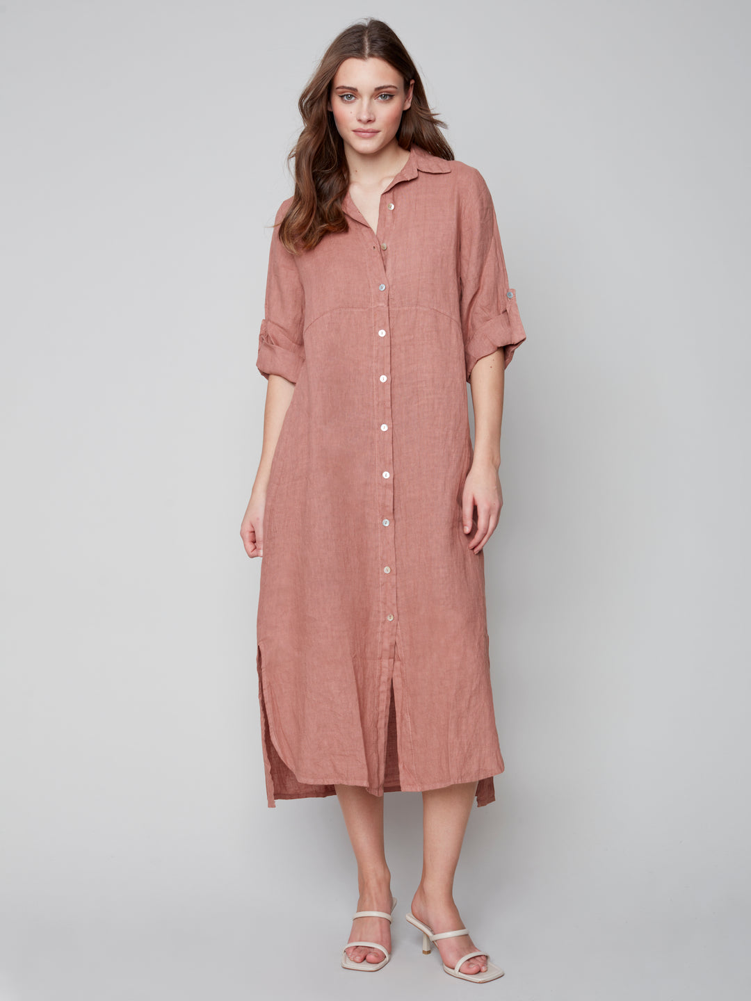 Long Button Up Linen Dress