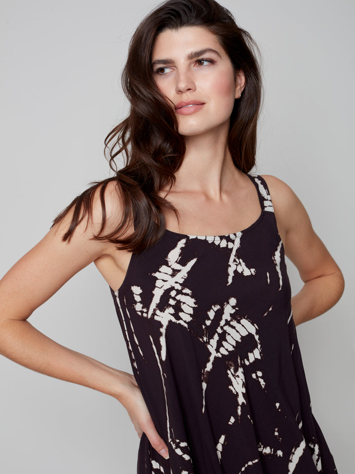 Sleeveless Printed A-Line Maxi Dress