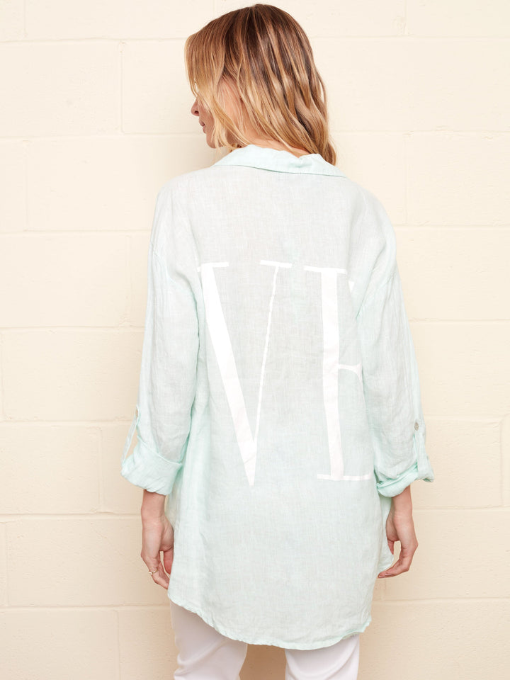 Botton "Love" Blouse With Roll Up Sleeve