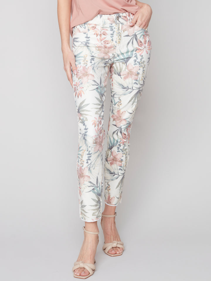Printed Twill Front-Zip Pant