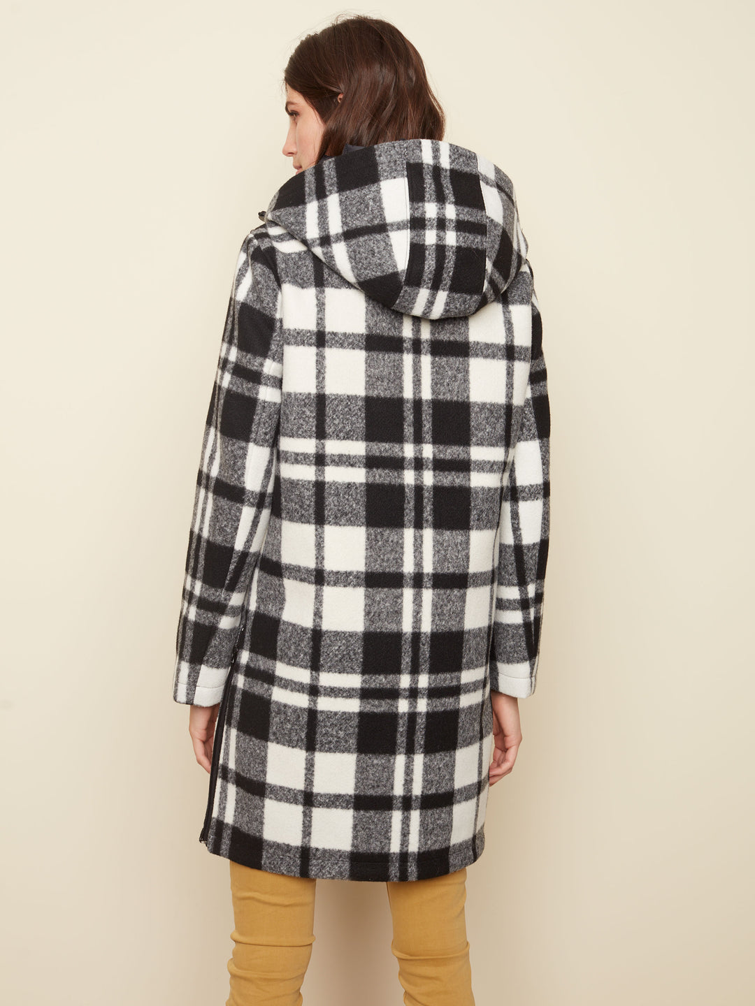 Checkered Hooded Quilt Coat